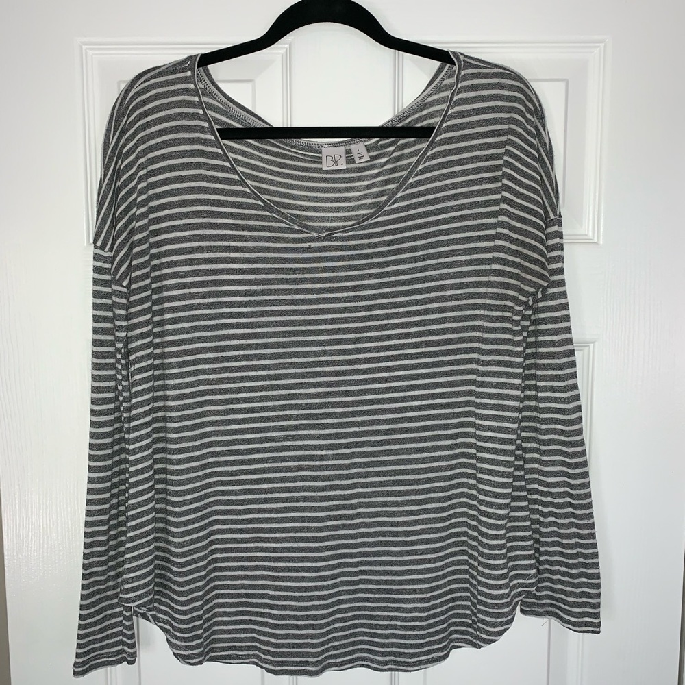 BP Gray/White Striped Long Sleeved Shirt
